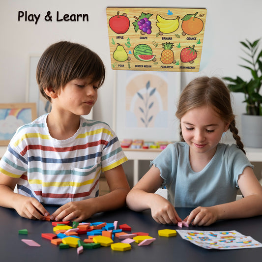 Wooden Fruit Shape Puzzle Board for Toddlers and Kids – Educational Learning Toy for Early Childhood Development