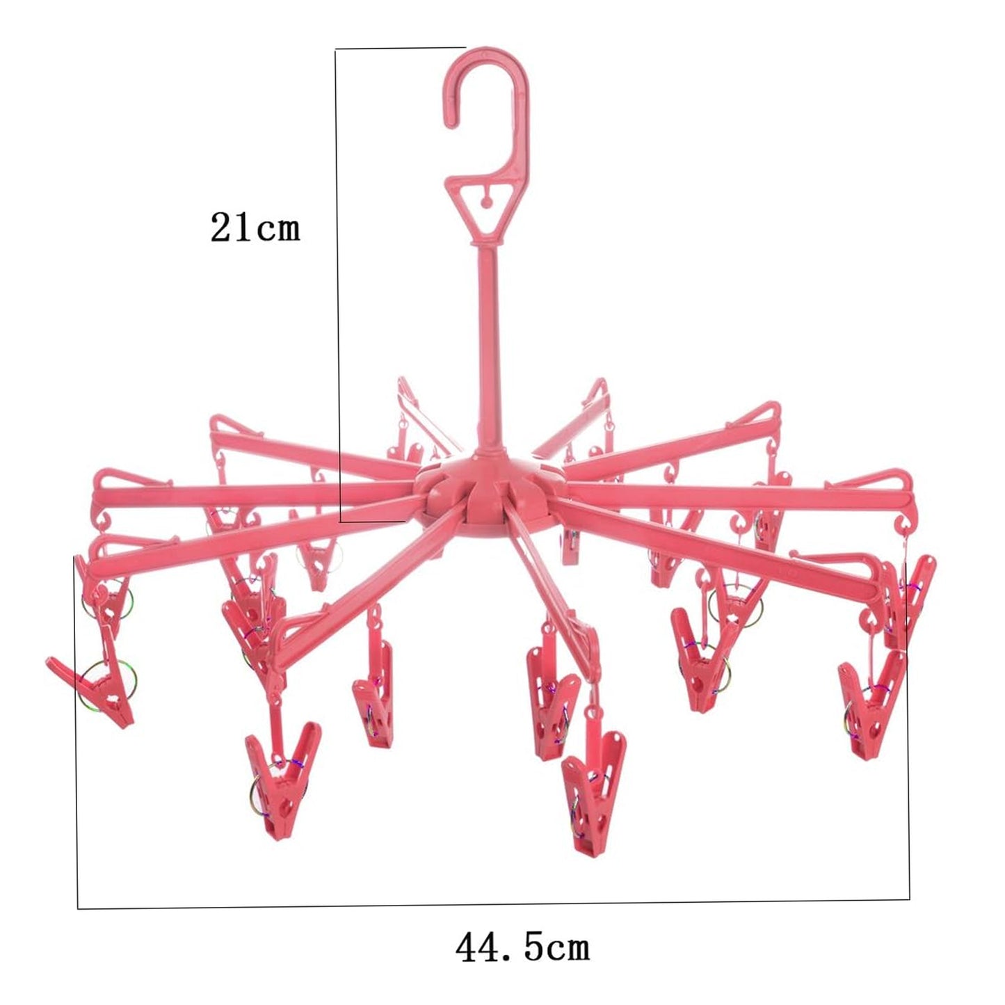 Foldable Plastic Clothes Drying Hanger with 16 Clips Portable Laundry Clip Rack for Underwear Socks Baby Clothes Bras Towels and Travel Use (1 Pc)