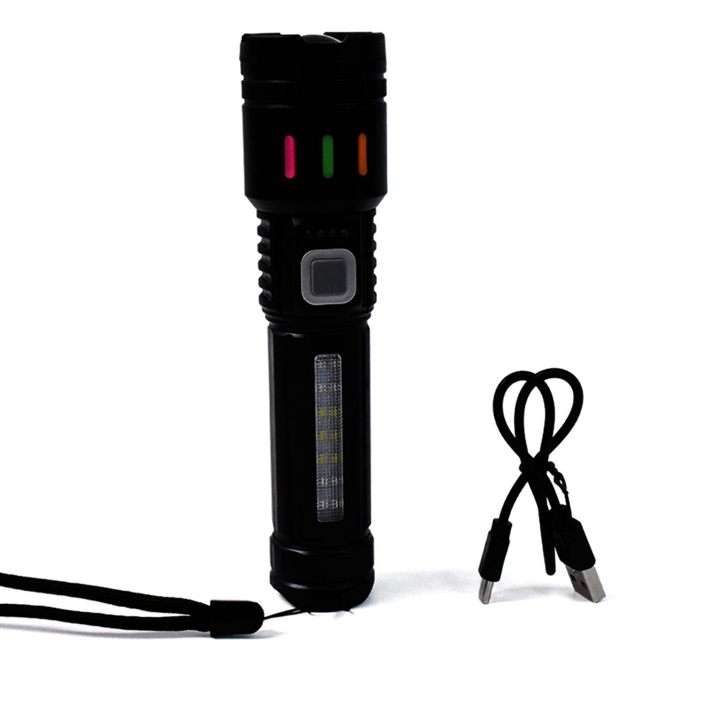 LED Torch High Lumens Fast Charging Flashlight – USB Rechargeable Zoomable Waterproof Torch with Far and Near Lighting Modes for Hiking, Camping and Emergency Use (1 Pc)
