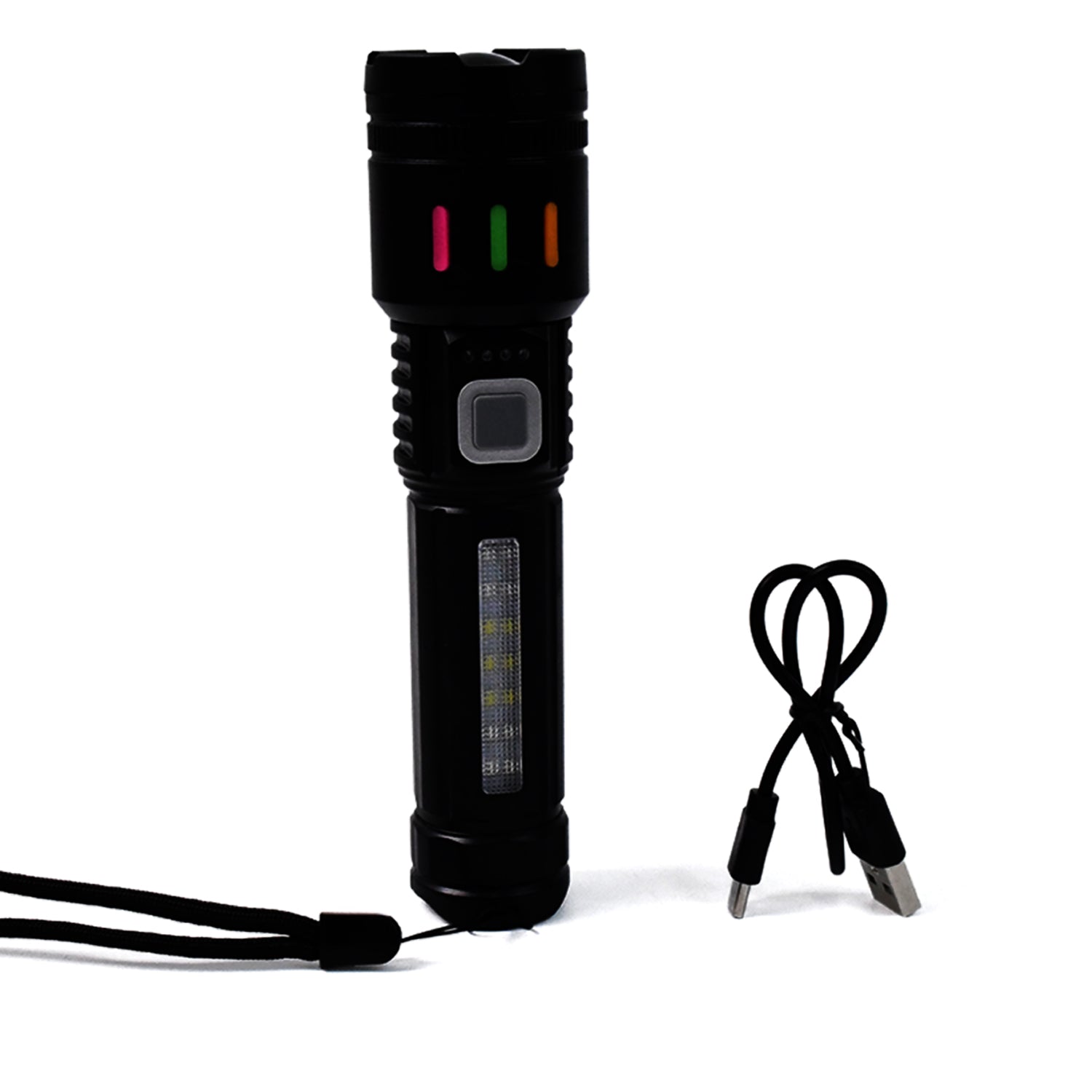 LED Torch High Lumens Fast Charging Flashlight – USB Rechargeable Zoomable Waterproof Torch with Far and Near Lighting Modes for Hiking, Camping and Emergency Use (1 Pc)