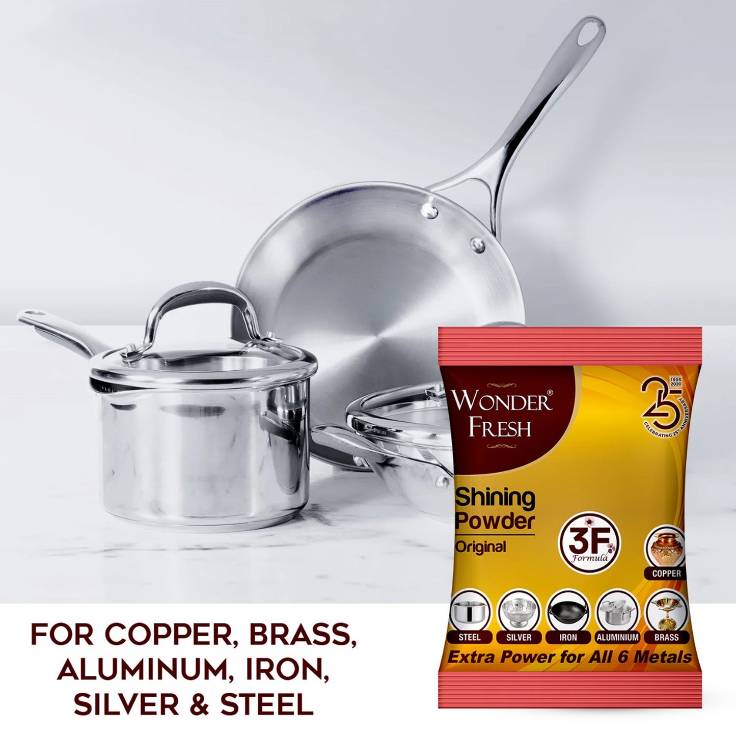 Shining Metal Cleaning Powder for Copper, Brass, Silver, Aluminum, Iron and Steel Utensils and Accessories (200 GM)