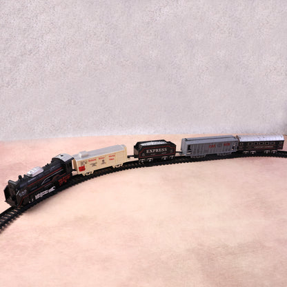 19-Piece Battery Operated Toy Train Set for Kids with Track, Engine & Carriages | Express Train Play Set for Educational Learning, Motor Skills & Imaginative Play (1 Set)