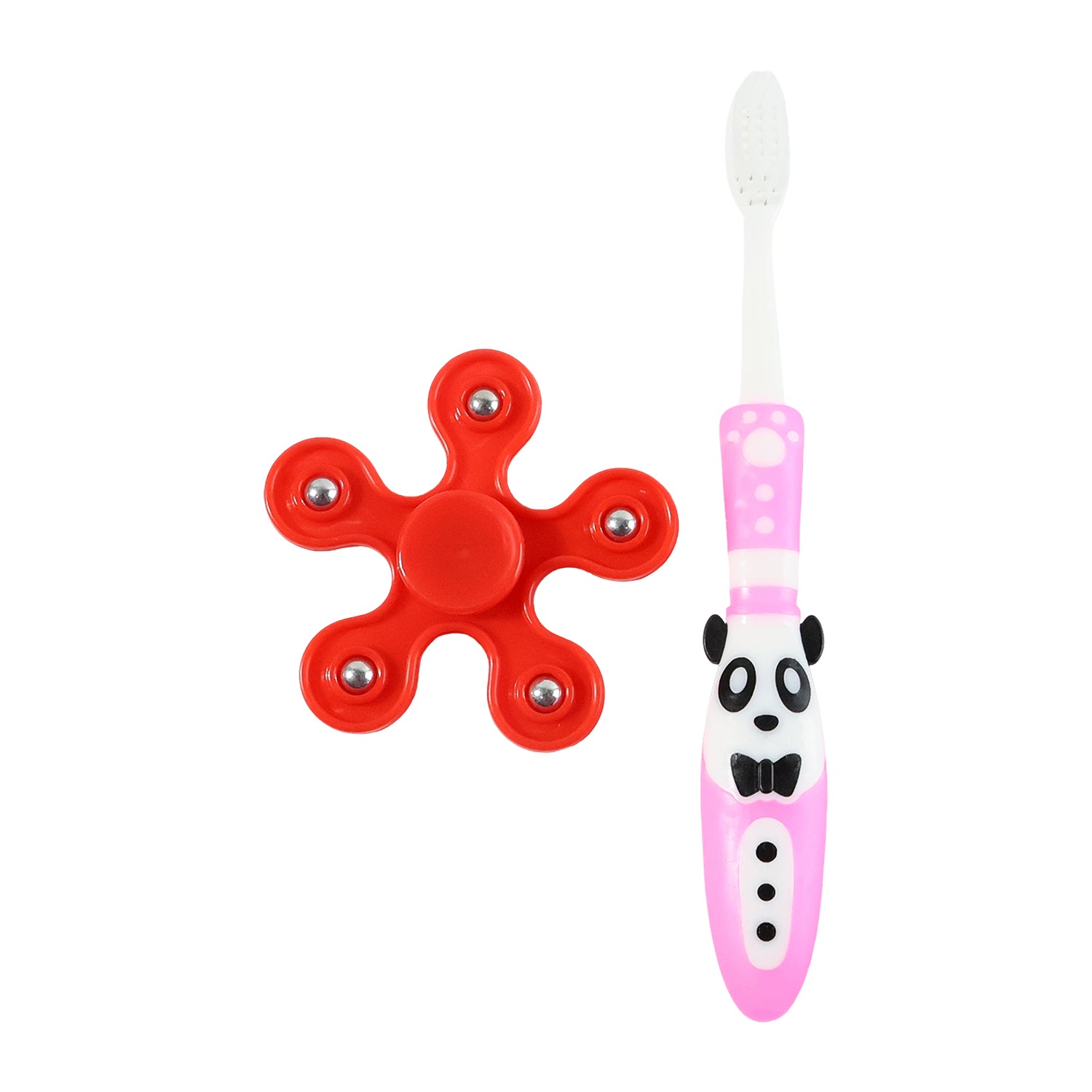 Kids Toothbrush and Fidget Spinner Toy Set – Fun and Interactive Oral Care Combo for Kids | Includes Cute Panda Toothbrush and Fidget Spinner | Perfect for Little Ones