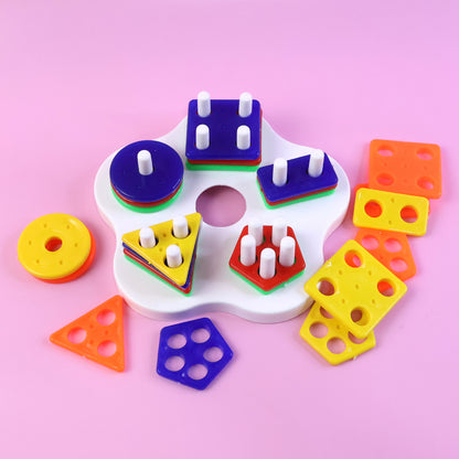 Geometric Stacking Sorter Puzzle Toy – Educational Shape Sorting and Stacking Toy for Toddlers | Develops Cognitive Skills and Fine Motor Skills