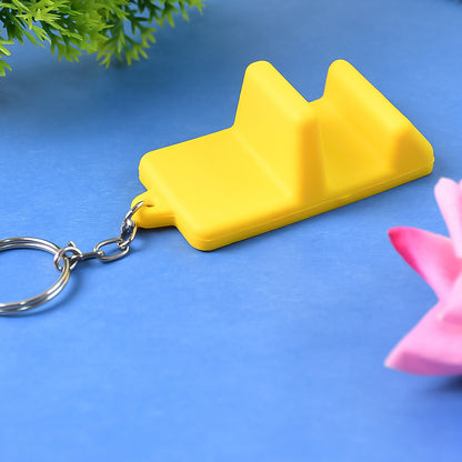 2 in 1 Plastic Mobile Stand Keychain Portable Phone Holder with Key Ring Pocket Size Random Color (1 Pc)