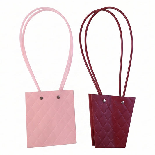 Stylish Foldable Flower Packaging Bag with Handle Waterproof Quilted Bouquet Gift Bag for Flowers Hampers and Gifting (1 Pc Mix Color and Size)