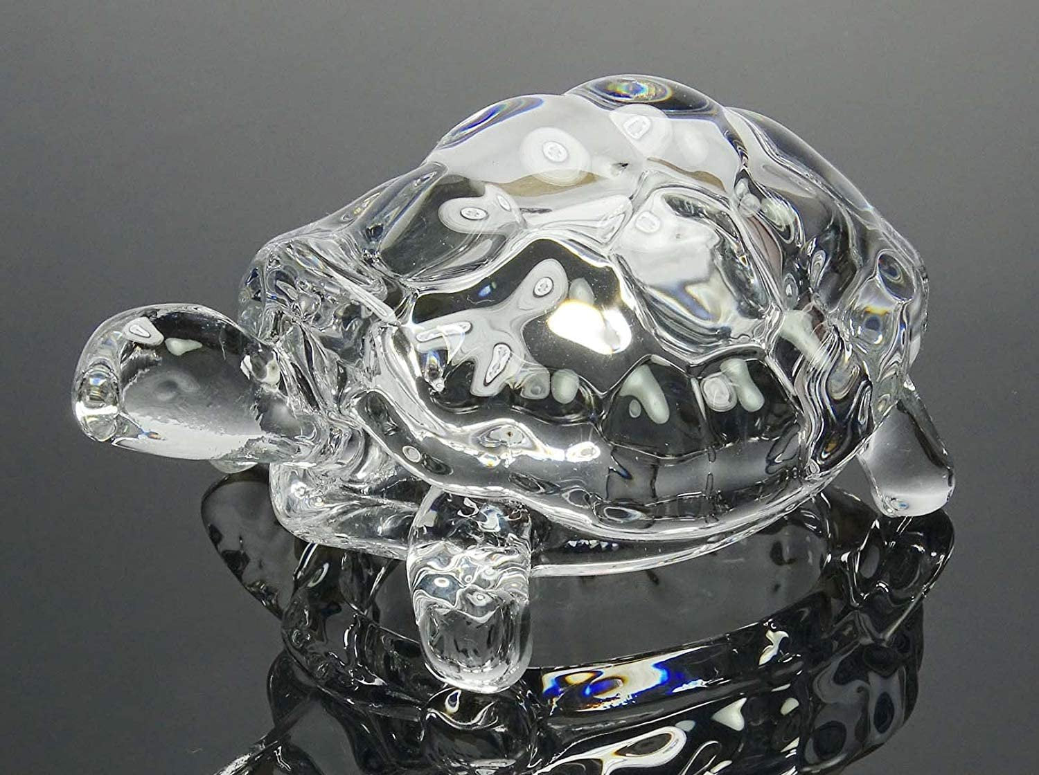 Crystal Glass Tortoise with Crystal Tray Feng Shui and Vastu Decorative Turtle Showpiece for Home Office Good Luck Prosperity and Positive Energy (1 Set)