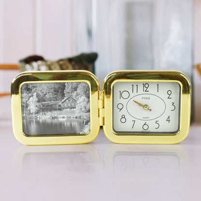 Portable Foldable Desk Clock Battery Operated Quartz Table Clock Compact Travel Clock for Home, Office, Study Desk and Bedroom (1 Pc)