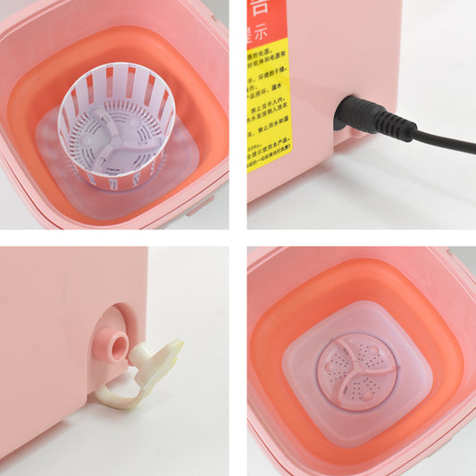 Portable Foldable Washing Machine Washer and Dryer Combo for Baby Clothes Underwear Socks Travel Camping Apartment and Dorm Use (1 Set)