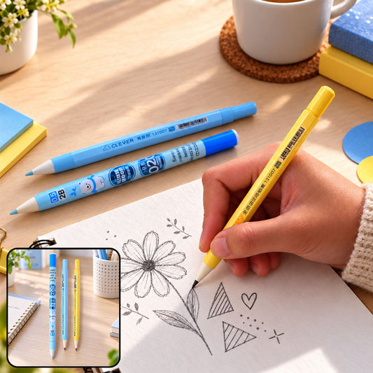 Retractable Mechanical Pencil Set for Students and Office, Refillable Click Pencils with Built-In Eraser, Fine Graphite Lead for Writing, Drawing, Sketching and Note-Taking