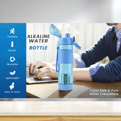 Portable Alkaline Water Bottle with Food Grade BPA Free Plastic and Mineral Filter Stylish Reusable Drinking Bottle for Home Office Gym and Travel