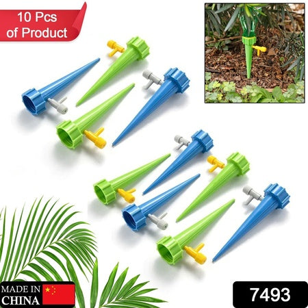 Plant Watering Spikes Self Watering Plant Dripper with Adjustable Slow Release Control Valve for Potted Plants Home Garden Balcony and Holiday Plant Care (10 Pcs)