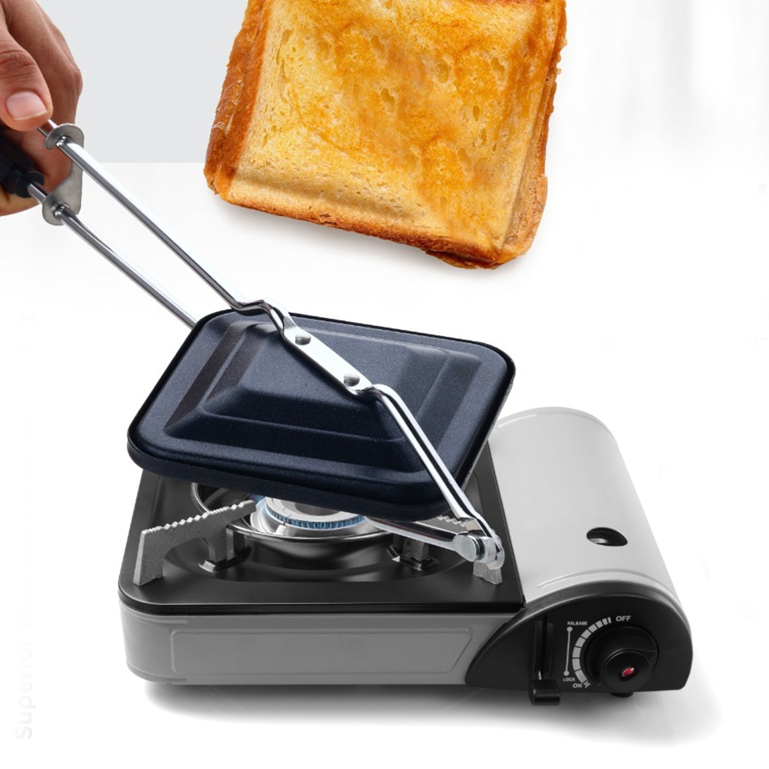 Apex Regular Non-Stick Gas Stove Sandwich Toaster – Heavy Gauge Aluminum Sandwich Maker with Double Non-Stick Coating and Heat-Resistant Handle