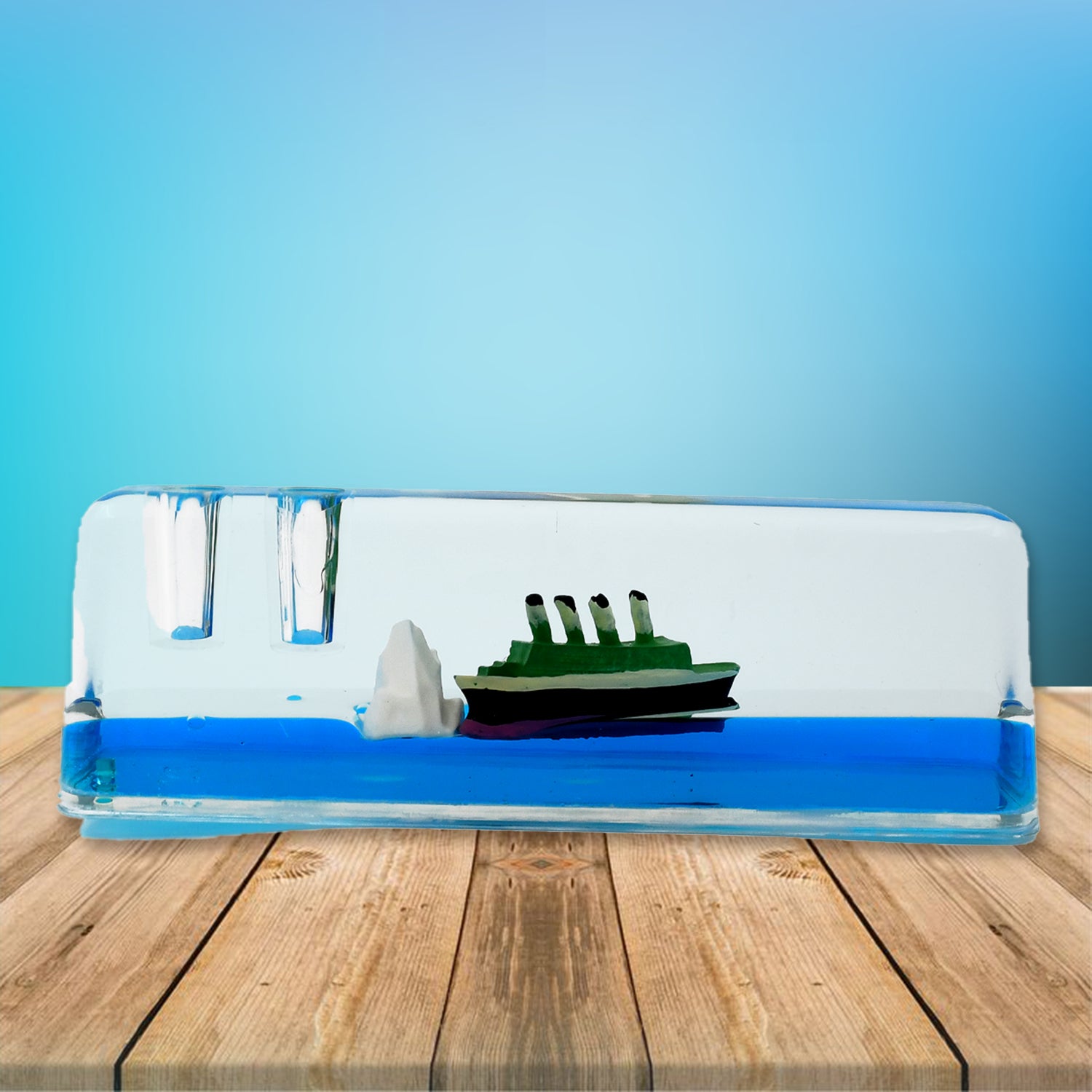 Floating Liquid Motion Cruise Ship Dashboard Ornament Unsinkable Titanic Iceberg Acrylic Paperweight for Car Interior Home Office Desk Decoration