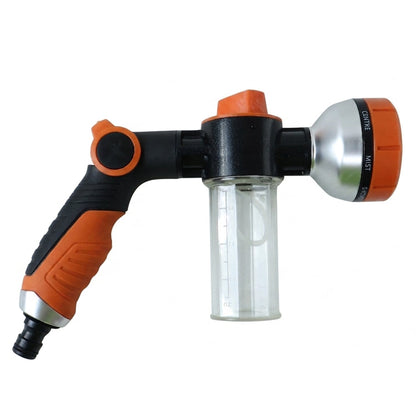 Adjustable Hose Spray Nozzle with Foam Soap Bottle | Multi-Pattern Water Spray Gun for Car Washing, Garden Watering and Outdoor Cleaning