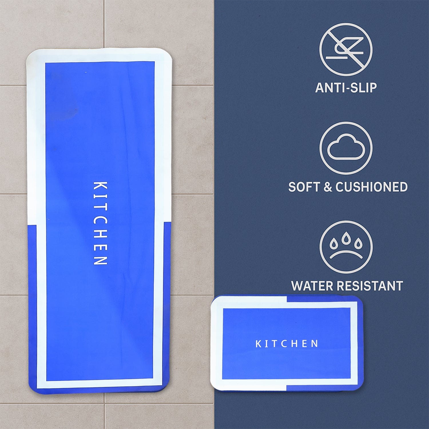 Premium Anti-Slip Kitchen Floor Mat Set – 2 Piece Combo with Soft Cushioned Surface & Water-Resistant Design for Home Kitchen Use (1 Set)