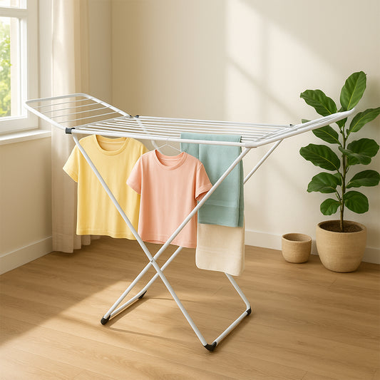 Big Foldable Butterfly Clothes Drying Stand with Wide Wings – Indoor / Outdoor Laundry Rack, Space-Saving, No-Drill Setup