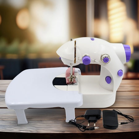 Mini Electric Sewing Machine with Extension Table Foot Pedal Adapter Portable Home Tailoring Stitching Machine (1 Set)