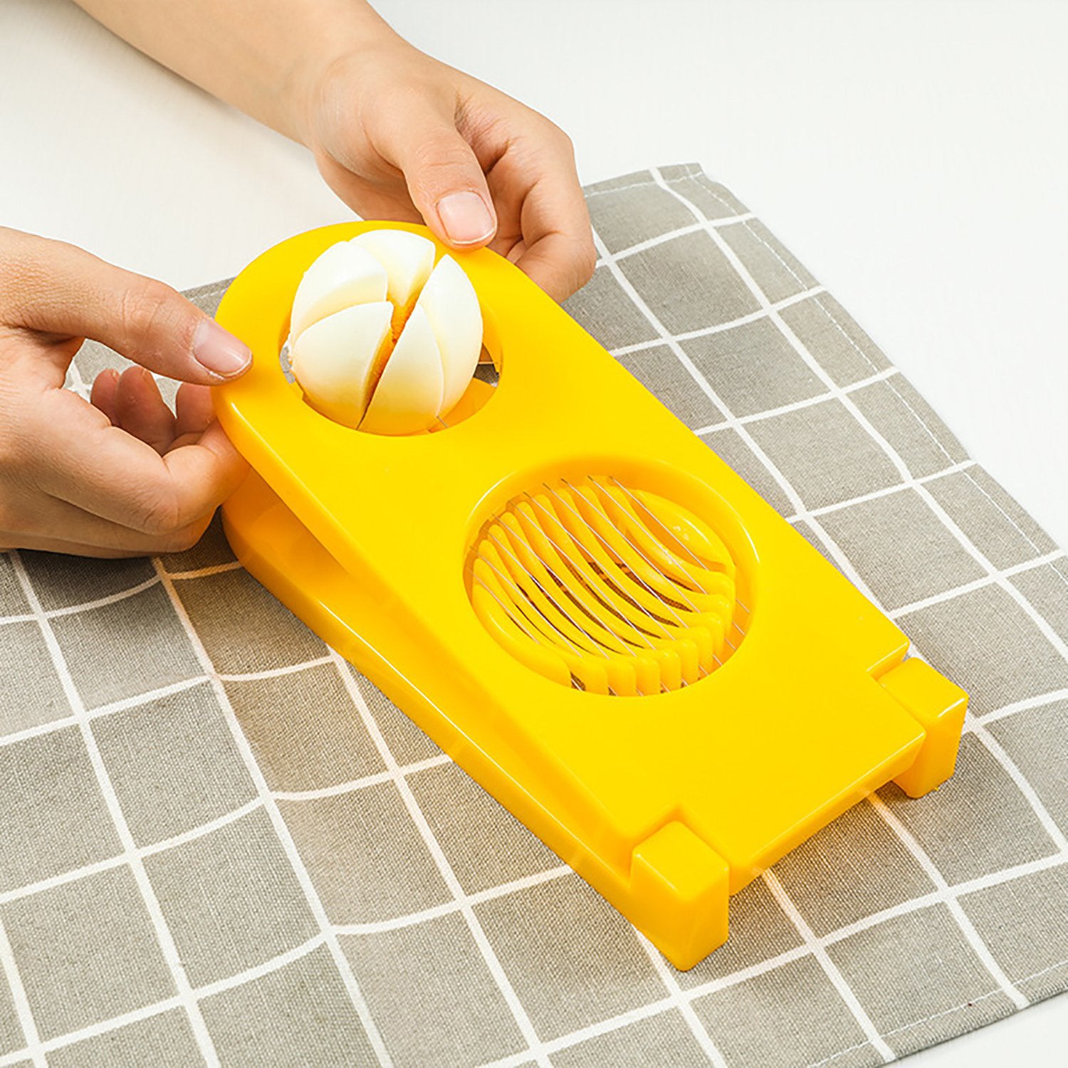 2 in 1 Double Cut Boiled Egg Cutter and Slicer with Stainless Steel Wire – Easy Egg Slicing Tool for Kitchen Use