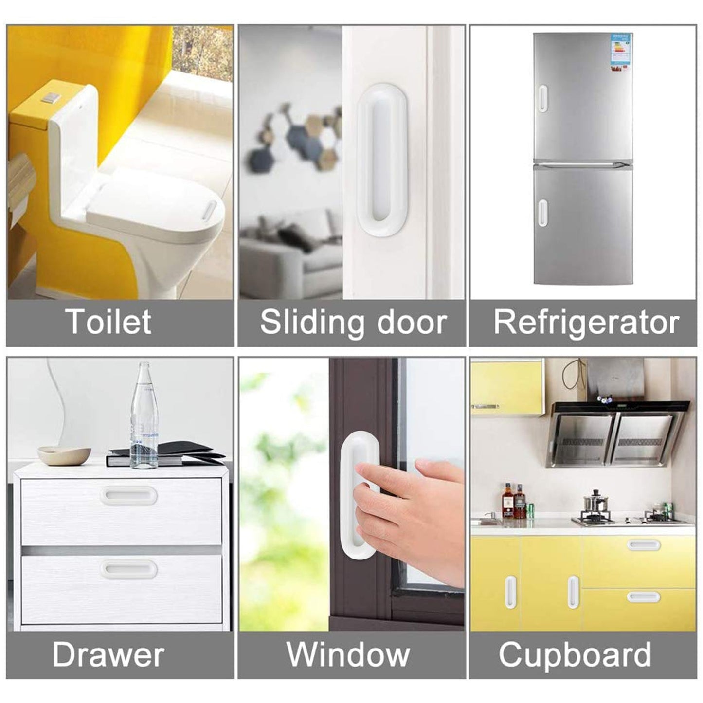 Self Stick Push Pull Helper – Instant Cabinet Knobs and Drawer Auxiliary Handle – Stick On Handles for Cabinets, Sliding Doors, Wardrobes – Strong Adhesive, No Drill, Reusable (4 Pc Pack)