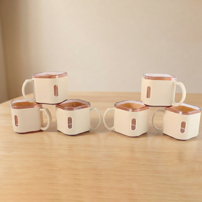 Premium Square Shape Tea Cup Set – 6-Piece Lightweight Unbreakable Cups for Tea, Coffee and Daily Use (150 ml Each)