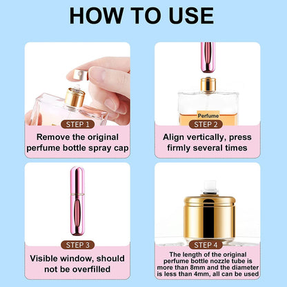 Mini Perfume Refillable Atomizer Container Portable Travel Perfume Spray Bottle 5ml Fragrance Pump Case (1 Pc Mix Color)