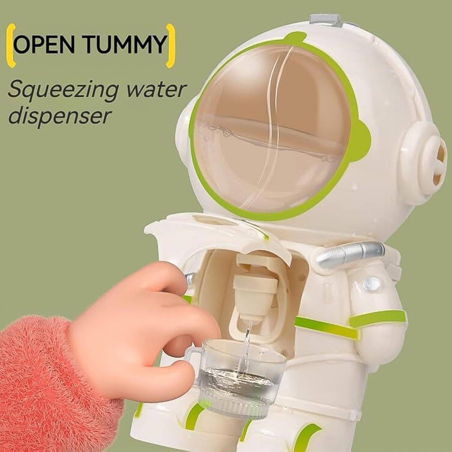Astronaut Shape Mini Water Dispenser and Straw Cup for Kids Portable BPA Free Water Bottle with Cup and Shoulder Strap (1 Piece)