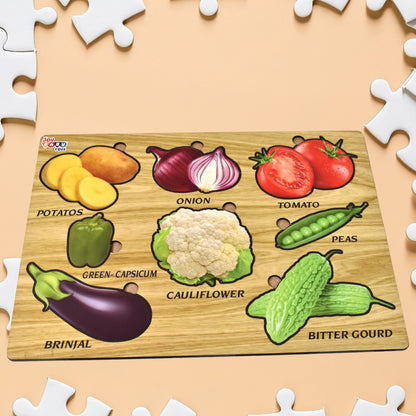 Wooden Vegetable Shape Puzzle Board for Toddlers and Kids – Educational Montessori Learning Toy
