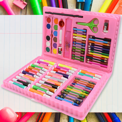 86 Pieces Kids Art Set Drawing and Coloring Kit – Portable Painting Supplies with Crayons, Color Pencils, Watercolors, Markers and Carry Case – Mix Colors