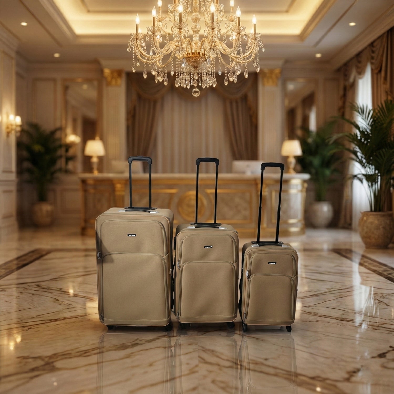 3 Piece Soft Side Trolley Luggage Set with Smooth Rolling Wheels Retractable Handle Travel Suitcase Set for Family Business and Vacation Travel