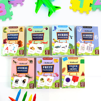 Kidkraft 7-in-1 Educational Flashcards Set for Kids – 224 Learning Cards for Alphabet, Numbers, Animals, Fruits and More