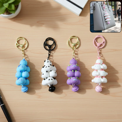 Cute Cartoon Cloud Stack Keychain with Bell Decorative Bag Charm and Key Ring for Handbags, School Bags, Backpacks and Car Keys (1 Pc Mix Color)