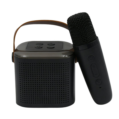 Machine with RGB Lights Memory Card Support Bluetooth Compatible Mini Karaoke Speaker with Wireless Mic for Travel TV Home Parties