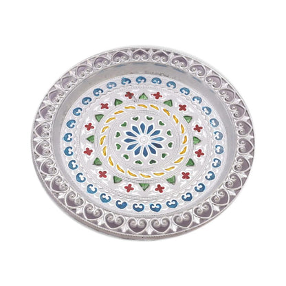 Silver Plated Pooja Thali Decorative for Temple, Festivals, Daily Worship and Gifting (31 cm)