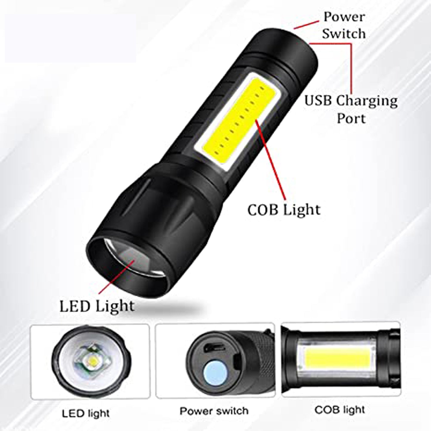 Mini Search Rechargeable Led Long Range Flashlight Emergency Light Torch