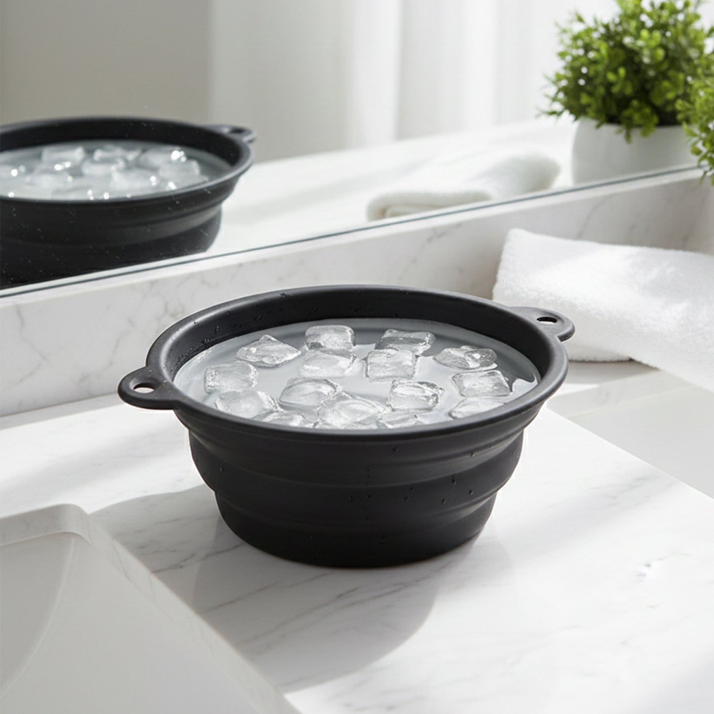Ice Facial Bowl for Face Care with Built-In Ice Tray | Foldable Silicone Facial Ice Bath Bowl for Skin Cooling, Puffiness Relief, Facial Refreshing & Daily Skincare Use (1 Pc)