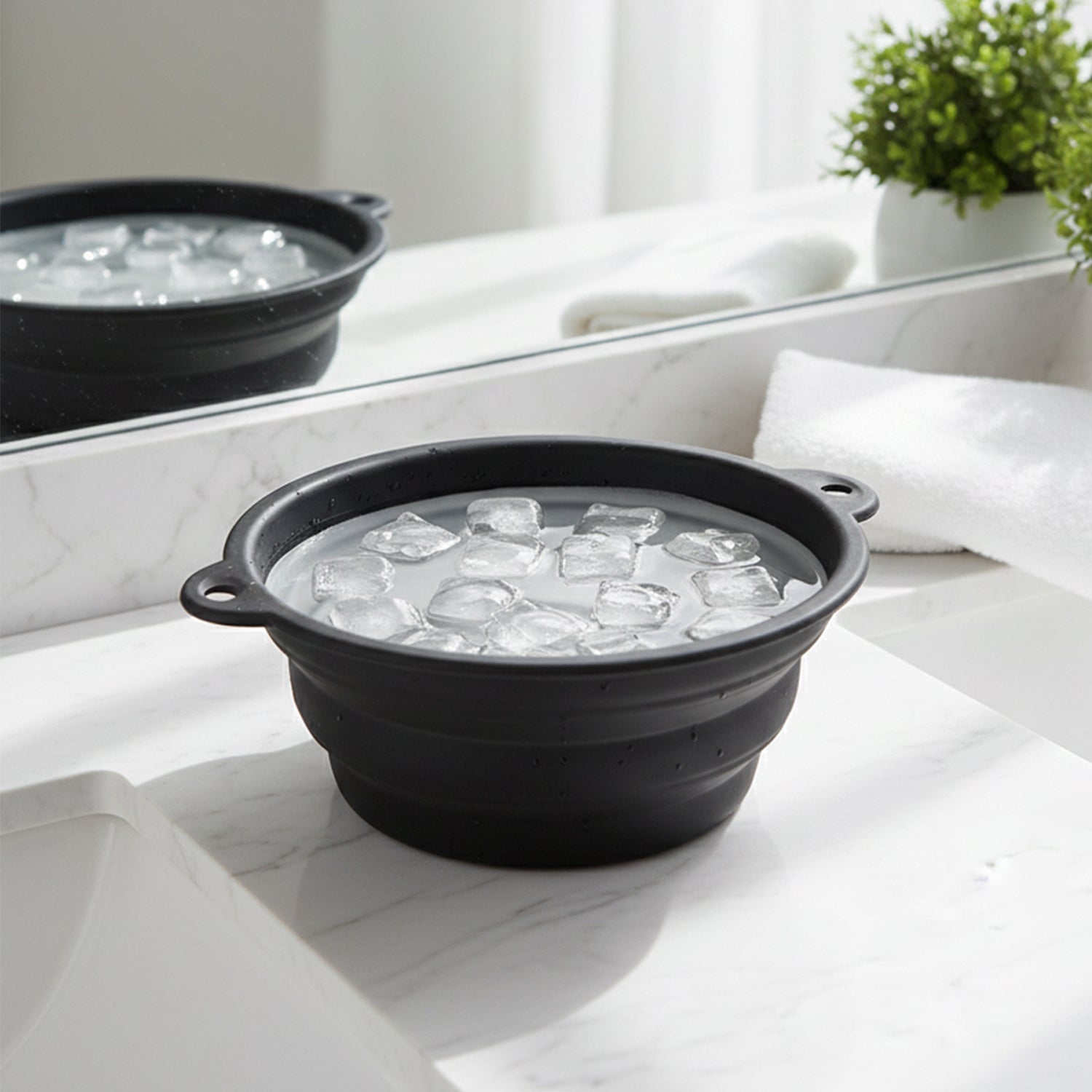 Ice Facial Bowl for Face Care with Built-In Ice Tray | Foldable Silicone Facial Ice Bath Bowl for Skin Cooling, Puffiness Relief, Facial Refreshing & Daily Skincare Use (1 Pc)