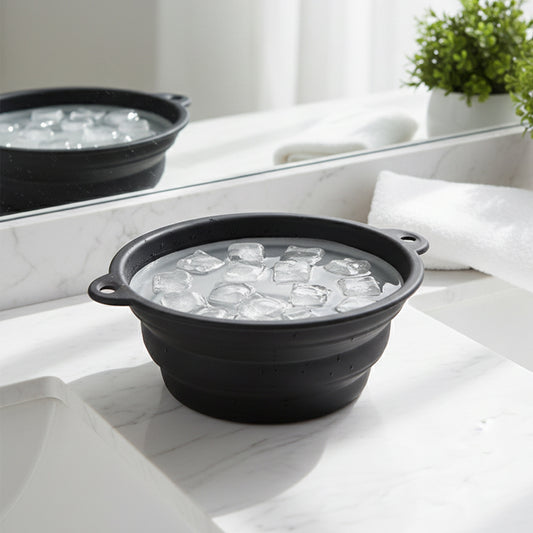 Ice Facial Bowl for Face Care with Built-In Ice Tray | Foldable Silicone Facial Ice Bath Bowl for Skin Cooling, Puffiness Relief, Facial Refreshing & Daily Skincare Use (1 Pc)