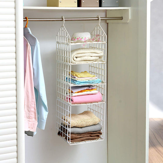 Multipurpose 5 Layer Folding Clothes Storage Rack Hanging Wardrobe Organizer for Socks Scarves T Shirts Pants and Closet Storage (1 Pc)