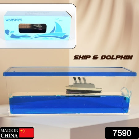 Floating Cruise Ship Liquid Motion Desk Ornament Unsinkable Water Ship Iceberg Paperweight Acrylic Car Dashboard Decoration Stress Relief Showpiece and Gift