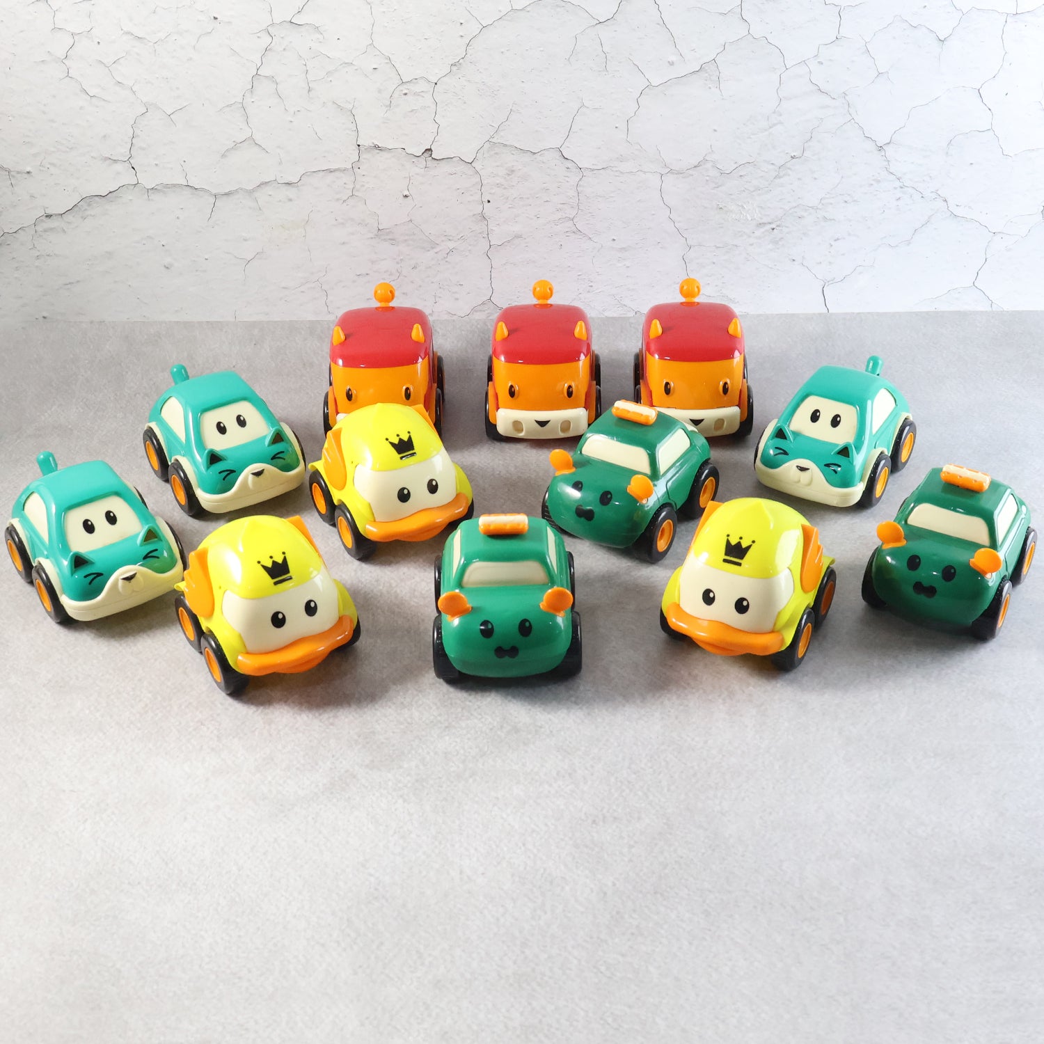 Cartoon Pull-Back Car Toy Set for Kids | Colorful Mini Toy Cars with Cute Cartoon Faces, Pull-Back Action & Fun Learning Play for Toddlers (12 Pcs)