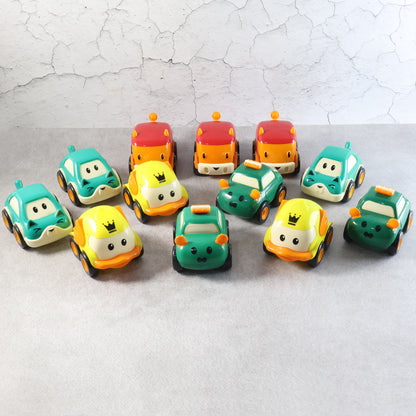 Cartoon Pull-Back Car Toy Set for Kids | Colorful Mini Toy Cars with Cute Cartoon Faces, Pull-Back Action & Fun Learning Play for Toddlers (12 Pcs)
