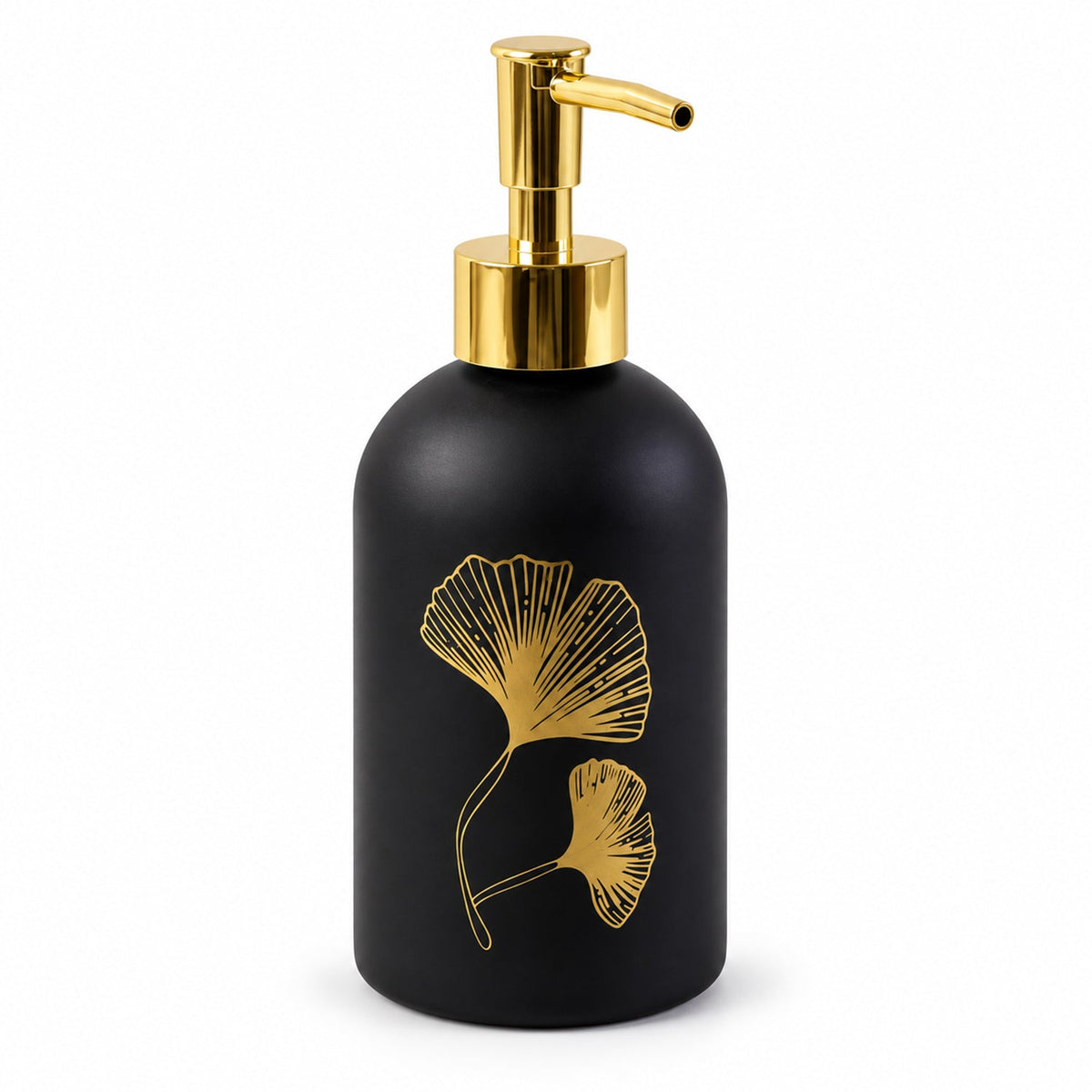 Manual Liquid Soap Dispenser with Decorative Leaf Design, Refillable Hand Wash Bottle with Press Pump for Bathroom, Kitchen Sink and Washbasin (1 Pc)