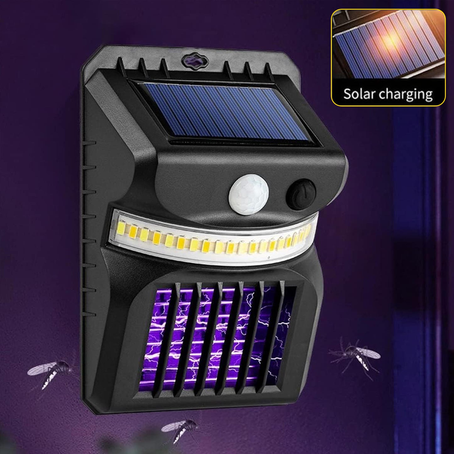 Bug Zapper Outdoor 2 In 1 Solar Mosquito Zapper Lamp (1 Pc) Motion Sensor Wall Light + UV Electric Mosquito Killer | Powerful | Eco-Friendly | Waterproof