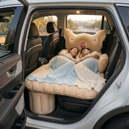 Car Air Mattress Bed Set Cartoon Pig Design Inflatable Travel Bed With Pillows