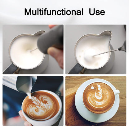 Electric Handheld Milk Frother with Stainless Steel Whisk Battery Operated Coffee Foam Maker for Latte Cappuccino Matcha Hot Chocolate Protein Shakes and Eggs (1 Pc)