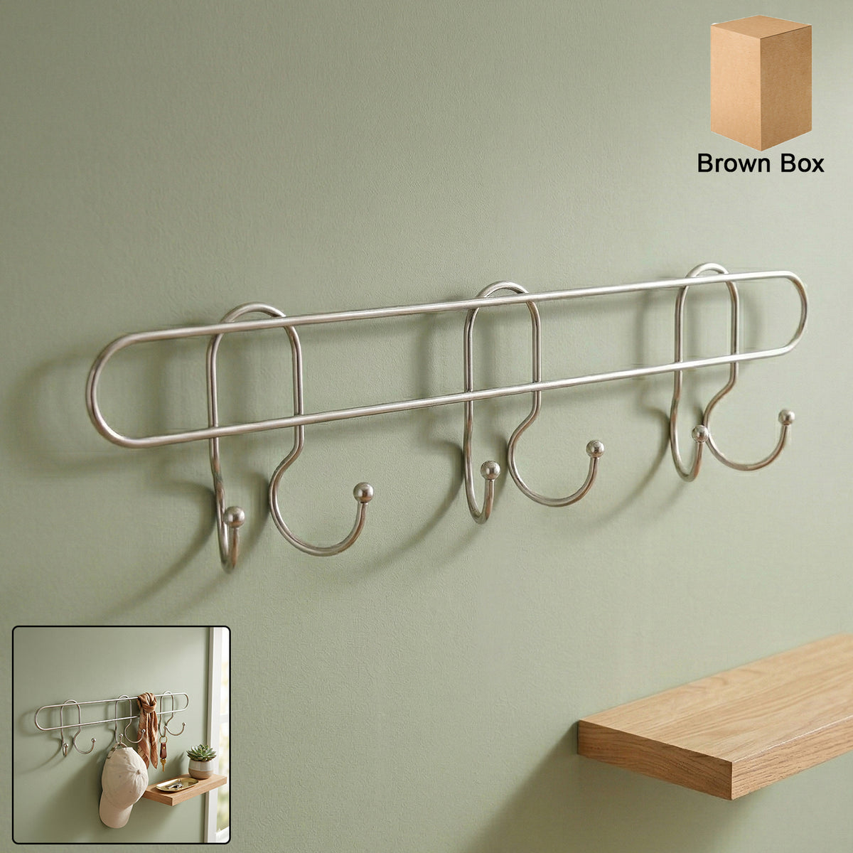 Premium Wall Mounted Metal Multi Hook Rack 1 Pc