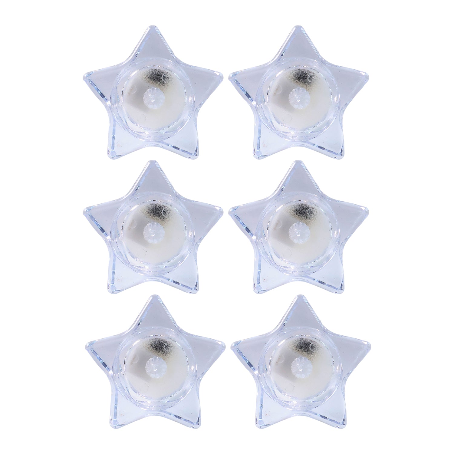 Star Shaped LED Flameless Tealight Candles Set of 6 Battery Operated Decorative Candles for Home Decor Festivals Weddings and Parties