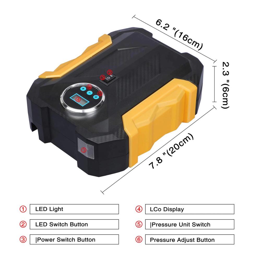 Portable Electric Car Air Compressor Pump – 12V Tyre Inflator with Pressure Gauge and Auto Shut-Off for Car, Bike, Bicycle and Inflatables