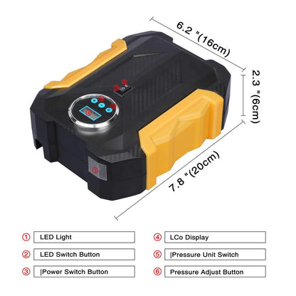 Portable Electric Car Air Compressor Pump – 12V Tyre Inflator with Pressure Gauge and Auto Shut-Off for Car, Bike, Bicycle and Inflatables